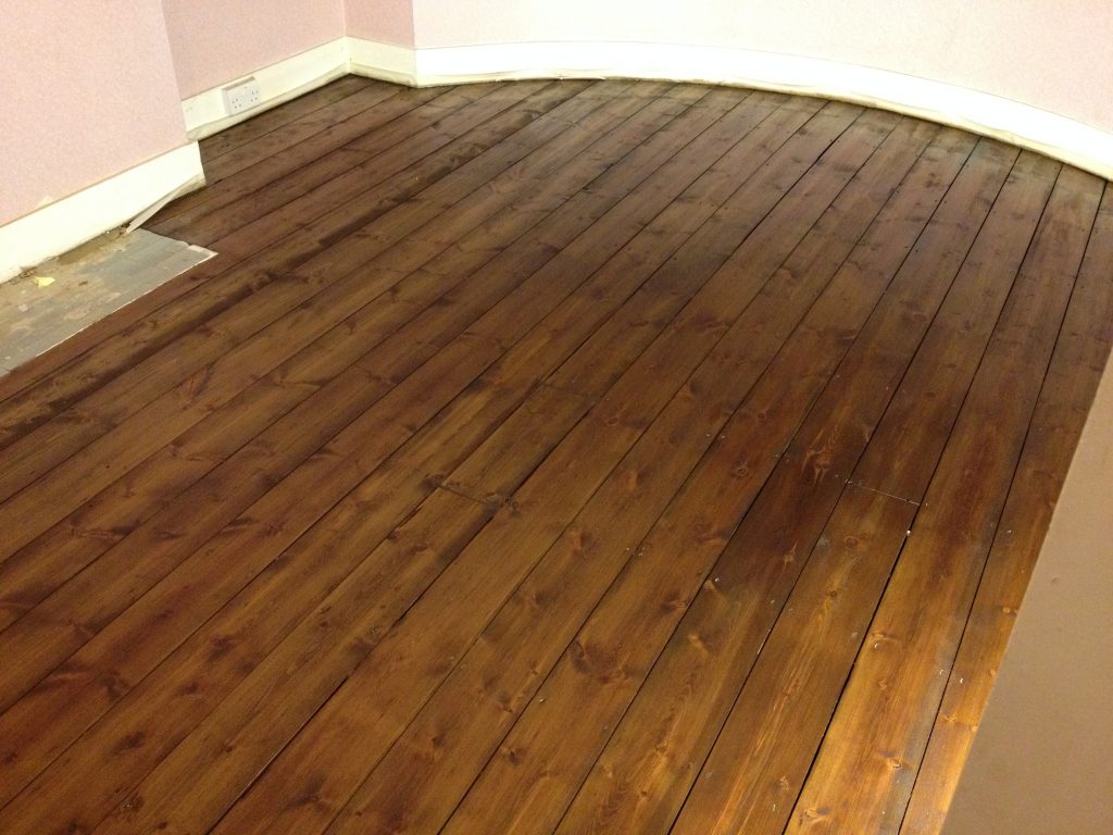 Floor Board Sanding Services, Refinished with a Dark Oak Stain